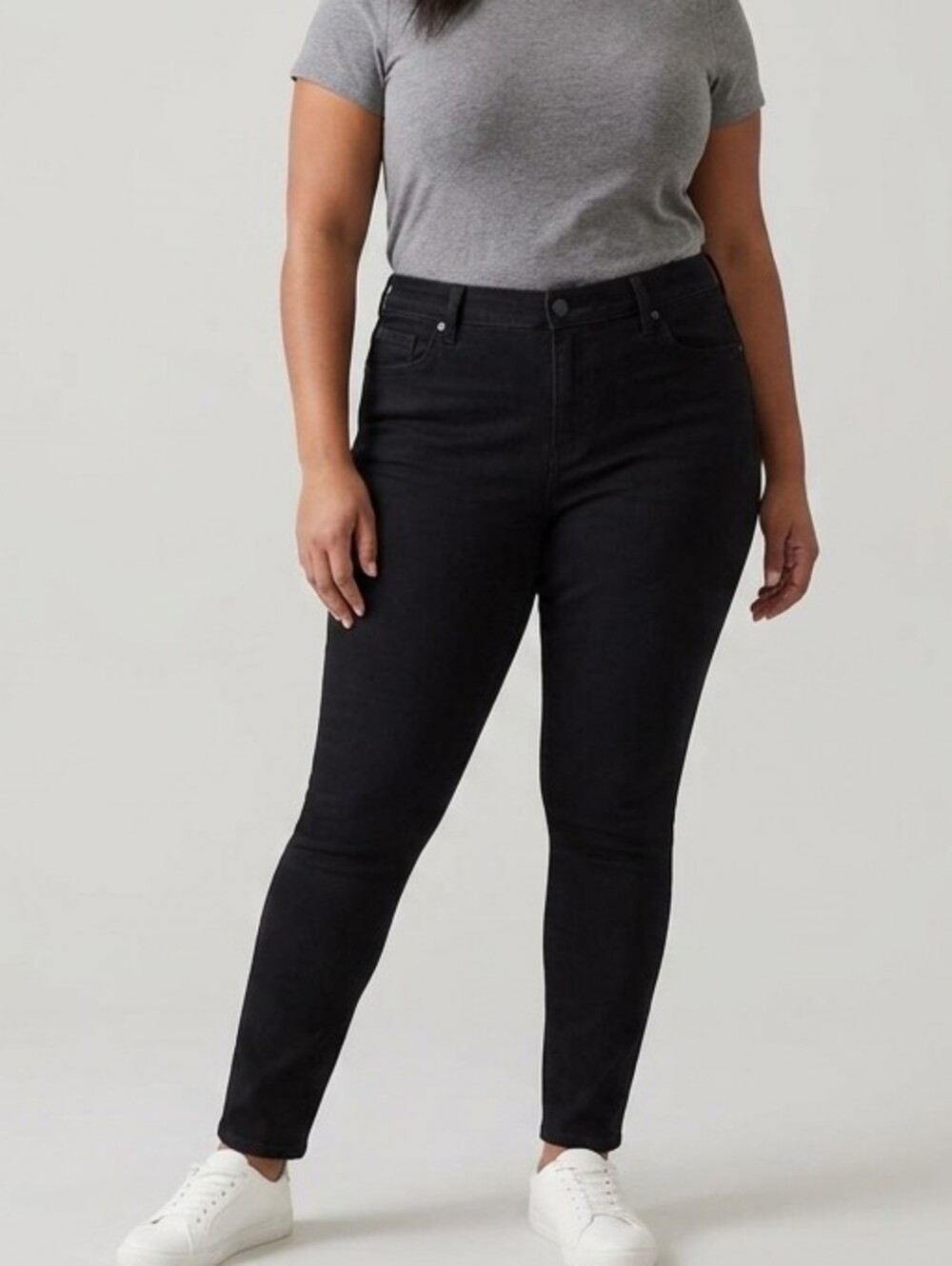 High-Rise Black Skinny Jeans for Women - Sleek Everyday Fit